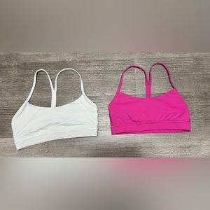 Lululemon Flow Y Bra - white and pink - both size 6